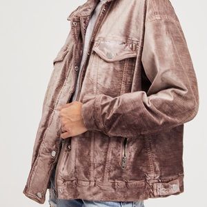 Free People velvet pink trucker jacket - SOLD